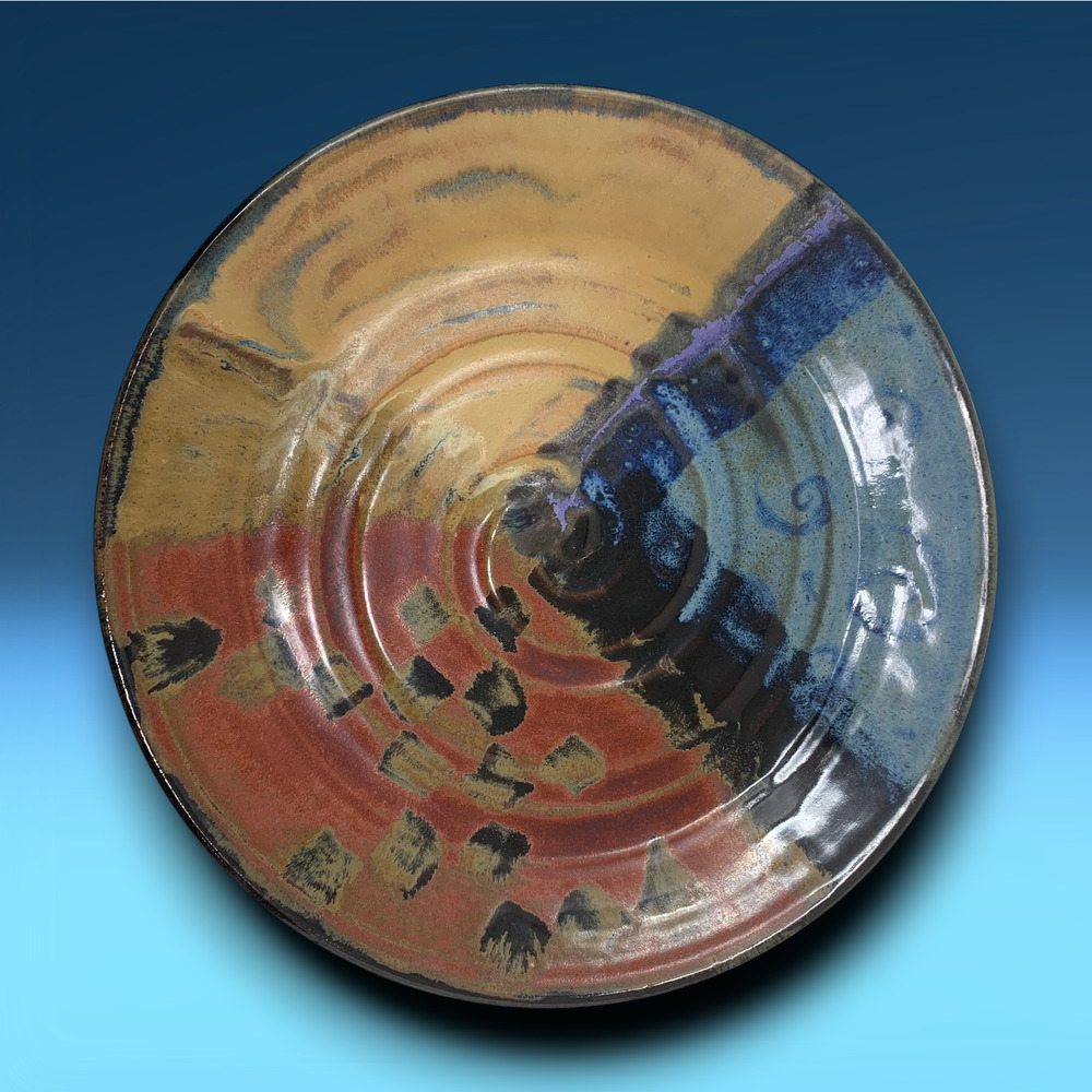 Vintage 1980's Studio Art Pottery Platter Signed Norris Matte Modernist Matte